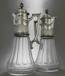 GERMAN SILVER AND CLARET JUGS