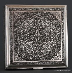 Miniature persian solid silver box ( 7 cm x 7 cms )